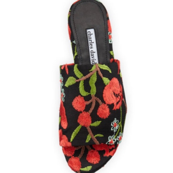 Charles David Shoes - NEW Charles David Flora Embroidery Flat Slide/Mule